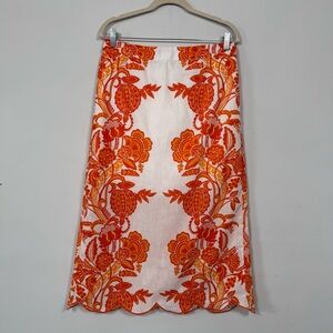 Cato Vibrant Orange Floral A-Line Skirt